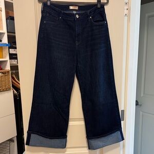 Kut from the Kloth Dark Blue Meg with cuff Wide-Leg Jeans